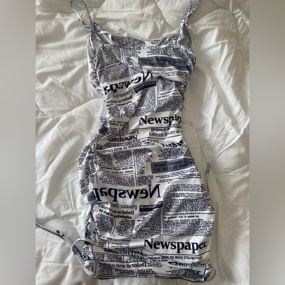 Newspaper Design Bodycon Midi Dress